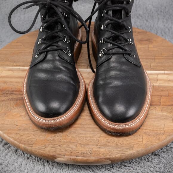 Botkier Winter Boots Black Leather Faux Fur Trim Round Toe Lace Up Size 10 M - Picture 3 of 8